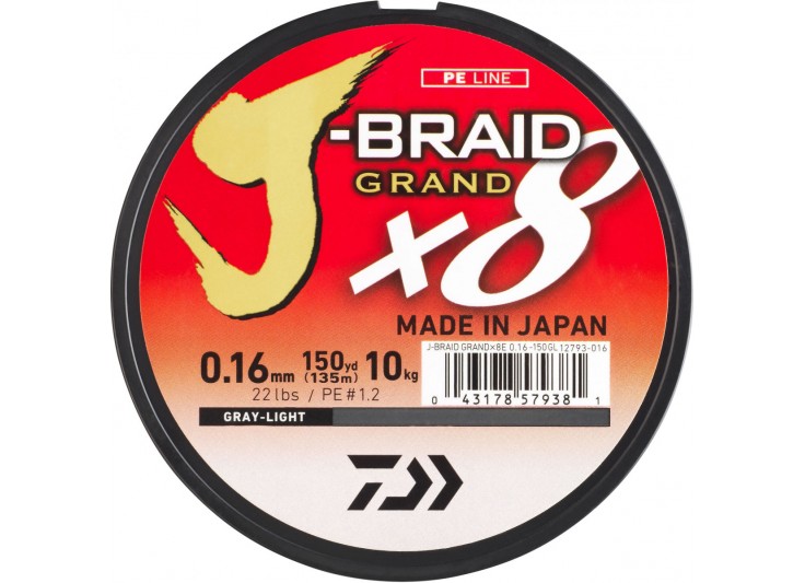 TRESSE 8 BRINS DAIWA J-BRAID GRAND X8 GRISE 2018
